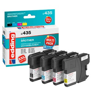 4 edding EDD-435 schwarz, cyan, magenta, gelb Tintenpatronen ersetzen brother LC-1100BK/C/M/Y
