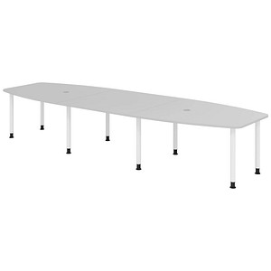 4032062316085 - HAMMERBACHER Konferenztisch KT40C lichtgrau Tonnenform Rundrohr grau 4000 x 850 1300 x 720 - 740 cm