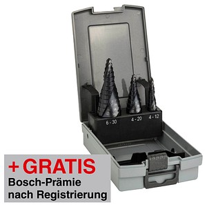 3165140666497 - AKTION BOSCH HSS-AlTiN Stufenbohrer-Set 3-teilig mit Prämie nach Registrierung 3165140666497 - AKTION BOSCH HSS-AlTiN Stufenbohrer-Set 3-teilig mit Prämie nach Registrierung