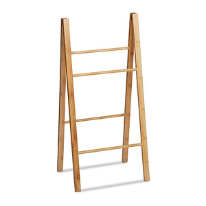 4052025250140 - Relaxdays Bambus Handtuchleiter klappbar 4 Handtuchstangen Handtuchständer zum Hinstellen HBT 180 x 42 x 2 cm natur