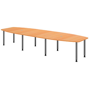 4032062316108 - HAMMERBACHER Konferenztisch KT40C buche Tonnenform Rundrohr grau 4000 x 850 1300 x 720 - 740 cm