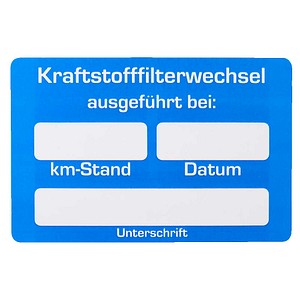 EICHNER Aufkleber Kraftstofffilter-Wechsel ausgeführt bei, blau/weiß, 250 St.