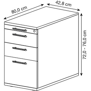 4032062194492 - Prokura Standcontainer ahorn 4 Auszüge 428 x 800 x 720 - 760 cm 4032062194492 - Prokura Standcontainer ahorn 4 Auszüge 428 x 800 x 720 - 760 cm
