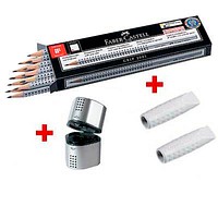 FABER-CASTELL GRIP 2001 Bleistift-Set HB 1 St. mit Spitzer und Radierer FABER-CASTELL GRIP 2001 Bleistift-Set HB 1 St. mit Spitzer und Radierer