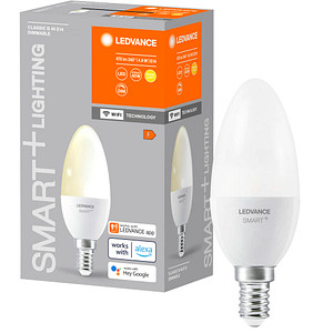 4058075778559 - Ledvance - Smarte LED-Lampe mit WiFi Technologie Sockel E14 Dimmbar Warmweiß (2700 k) ersetzt Glühlampen mit 40 w smart+ WiFi Candle Dimmable 4058075778559 - Ledvance - Smarte LED-Lampe mit WiFi Technologie Sockel E14 Dimmbar Warmweiß (2700 k) ersetzt Glühlampen mit 40 w smart+ WiFi Candle Dimmable