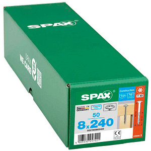 4003530257421 - Hiforce 8 x 240 mm 50 Stück Teilgewinde Tellerkopf t-star plus T40 4CUT Edelstahl rostfrei A2 - 0257000802405 - Spax 4003530257421 - Hiforce 8 x 240 mm 50 Stück Teilgewinde Tellerkopf t-star plus T40 4CUT Edelstahl rostfrei A2 - 0257000802405 - Spax