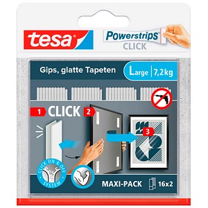 tesa Powerstrips LARGE Click Montagepad - Weiß - 32 Stück