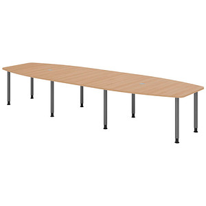 4032062316139 - HAMMERBACHER Konferenztisch KT40C eiche Tonnenform Rundrohr grau 4000 x 850 1300 x 720 - 740 cm