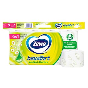 Zewa Toilettenpapier bewährt Kamille & Aloe Vera 3-lagig, 8 Rollen