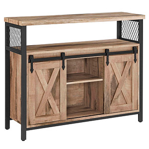0194343049311 - Songmics - vasagle Sideboard Küchenschrank mit 2 Schiebetüren verstellbare Ablagen - Naturfarben-Schwarz