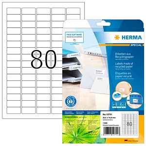 1600 HERMA 10701 Recycling Etiketten weiß 35,6 x 16,9 mm