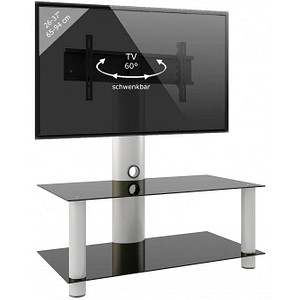 TV-Ständer Valeni Mini silber, schwarzglas