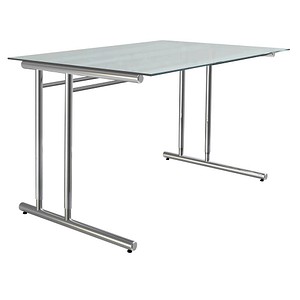 Kerkmann Lago Schreibtisch satiniert rechteckig, C-Fuß-Gestell chrom 120,0 x 80,0 cm