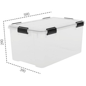 8716382207860 - Aufbewahrungsbox Water Proof 6165 außen 39x59x29cm Polypropylen transparent schwarz 8716382207860 IRIS Ohyama
