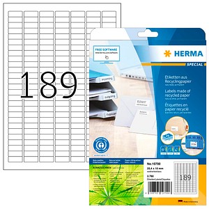 3780 HERMA 10700 Recycling Etiketten weiß 25,4 x 10,0 mm