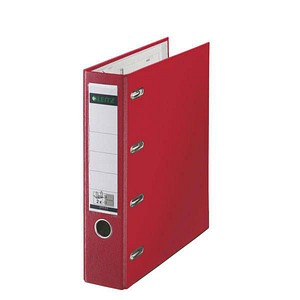 4002432300716 - LEITZ® Doppelordner 1012 2 x A5 Rückenbreite 75 mm Präzisions-Hebelmechanik Sichttasche für Rückenschild Griffloch Polypropylen rot 1 Stück