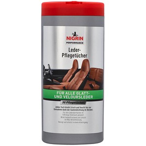 NIGRIN feuchte Reinigungstücher Performance Lederpflege 1-lagig weiß, 30 St.