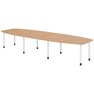 4032062316146 - HAMMERBACHER Konferenztisch KT40C eiche Tonnenform Rundrohr grau 4000 x 850 1300 x 720 - 740 cm