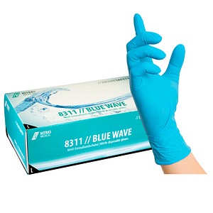 4059904035515 - Nitras Medical - nitras Einmalhandschuhe BlueWave 8311 100 Stück - Einweghandschuhe puderfrei unsteril perfekt in einer Box zum Dosieren - Größe9
