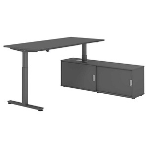4032062334751 - Schreibtischkombination höhenverstellbar 71-120cm (H) 160x80cm (BxT) rechteckig graphit   graphit 4032062334751 Hammerbacher