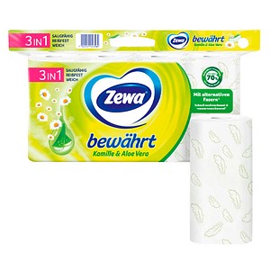 Zewa Toilettenpapier bewährt Kamille & Aloe Vera 3-lagig, 16 Rollen