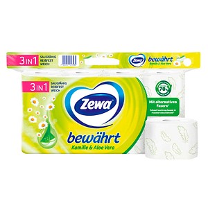 Zewa Toilettenpapier bewährt Kamille & Aloe Vera 3-lagig, 16 Rollen