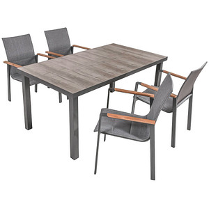 4041908125354 - Sitzgruppe Rana grau anthrazit Kunststoff Holz 5-teilig 4041908125354 Garden Pleasure