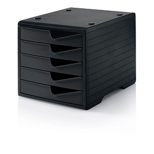 styro Schubladenbox styroswingbox  schwarz 275-8430.991, DIN C4 mit 5 Schubladen