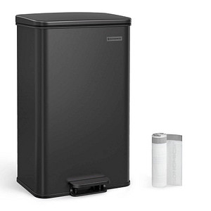 0194343187662 - Mülleimer Küche 40 Liter Abfalleimer großer Tretmülleimer mit Deckel - schwarz