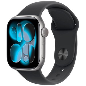 0195950619683 - Apple Watch Series 11 GPS + Cellular 42mm Space Grau Aluminium Case mit schwarzem Sport Band - M L