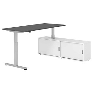 4032062329412 - Schreibtischkombination höhenverstellbar 71-120cm (H) 160x80cm (BxT) rechteckig graphit   silber 4032062329412 Hammerbacher