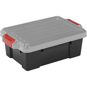 IRIS Ohyama DIY SK-130 Aufbewahrungsbox 12,5 l schwarz, grau, rot 29,7 x  46,0 x 16,0 cm >> büroshop24
