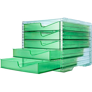 styro Schubladenbox styroswingbox NEONline  grün 275-8430.2564, DIN C4 mit 5 Schubladen