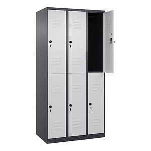 CP Spind Classic Plus anthrazitgrau, lichtgrau 080300-30 S10011, 6 Schließfächer 90,0 x 50,0 x 185,0 cm