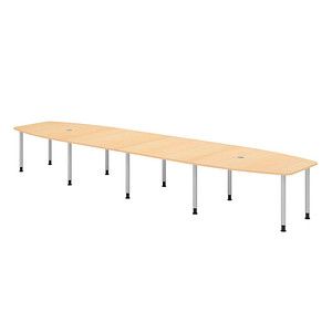 4032062316238 - HAMMERBACHER Konferenztisch KT52C ahorn Tonnenform Rundrohr silber 5200 x 850 - 1300 x 720 - 740 cm 4032062316238 - HAMMERBACHER Konferenztisch KT52C ahorn Tonnenform Rundrohr silber 5200 x 850 - 1300 x 720 - 740 cm