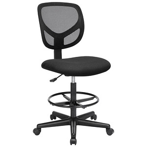 0194343014555 - Songmics - Bürostuhl Drehstuhl bis 120kg belastbar mit verstellbare Fußring ergonomisch Stehhilfe höhenverstellbar Arbeitshocker schwarz NBO15BK