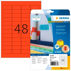 960 HERMA Etiketten 4367 rot 45,7 x 21,2 mm