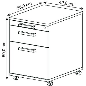4032062120514 - Rollcontainer TARVIS 1 Utensilienauszug abschließbar 1 Schub 1 HR-Auszug B 428 x T 580 x H 590 mm lichtgrau