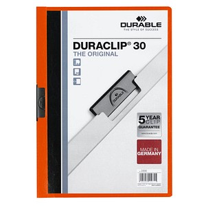 25 DURABLE Klemmhefter DURACLIP orange DIN A4