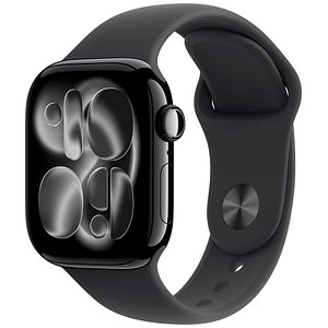 0195950630749 - Apple Watch Series 11 GPS + Cellular 42mm Diamantschwarz Aluminium Case mit schwarzem Sport Band - M L