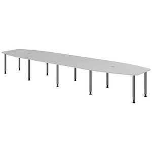 4032062316276 - HAMMERBACHER Konferenztisch KT52C lichtgrau Tonnenform Rundrohr grau 5200 x 850 1300 x 720 - 740 cm