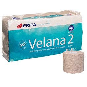 FRIPA Toilettenpapier Velana 2-lagig Recyclingpapier, 8 Rollen
