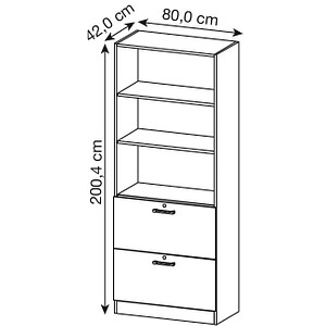4032062128848 - Regalschrank TARVIS 5 OH 2 HR-Auszüge 60 kg Tragkraft abschließbar 2 Fachböden B 800 x T 420 x H 2004 mm Nussb-Dekor