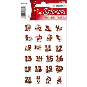 HERMA Adventskalenderzahlen Aufkleber mehrfarbig 72 St.