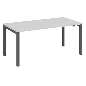 4260672333363 - fm Catro Schreibtisch weiß anthrazit metallic rechteckig 4-Fuß-Gestell grau 1400 x 800 cm