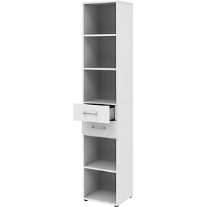 4059484217707 - Home Office Kombiregal TEMPIO aus Holz 2 Einschübe 6 OH B 400 x T 330 x H 2130 mm weiß weiß 4059484217707 - Home Office Kombiregal TEMPIO aus Holz 2 Einschübe 6 OH B 400 x T 330 x H 2130 mm weiß weiß