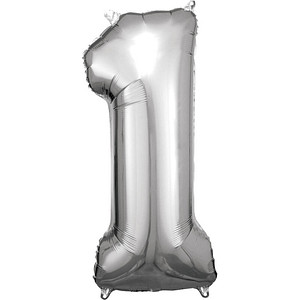 amscan® Folienballon Zahl 1 silber, 1 St.