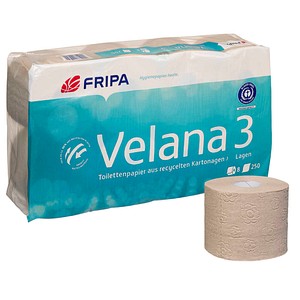 FRIPA Toilettenpapier Velana 3-lagig Recyclingpapier, 8 Rollen