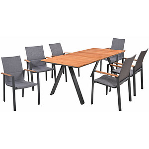 Garden Pleasure Sitzgruppe DAVINA grau, anthrazit Kunststoff, Metall, 7-teilig