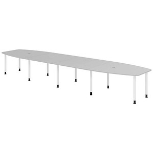 4032062316283 - HAMMERBACHER Konferenztisch KT52C lichtgrau Tonnenform Rundrohr grau 5200 x 850 1300 x 720 - 740 cm
